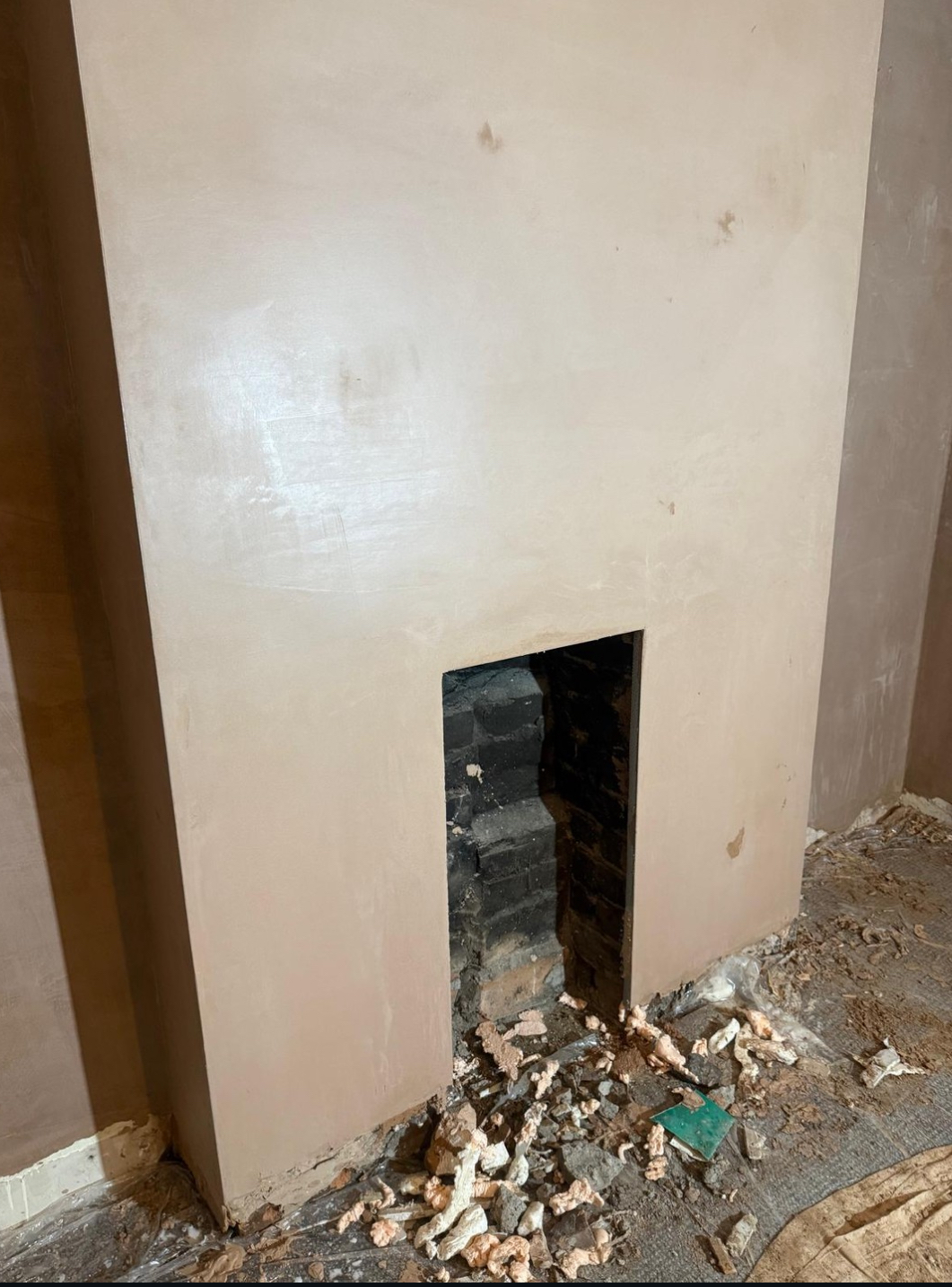 Plastered chimney breast