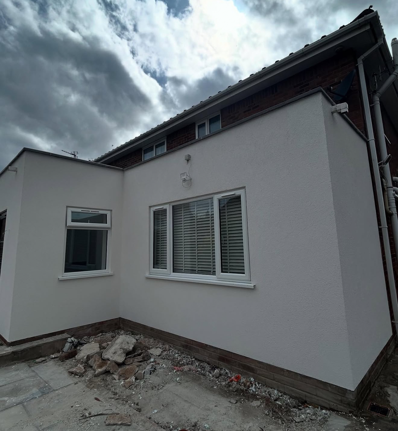 Rendered extension with white windows